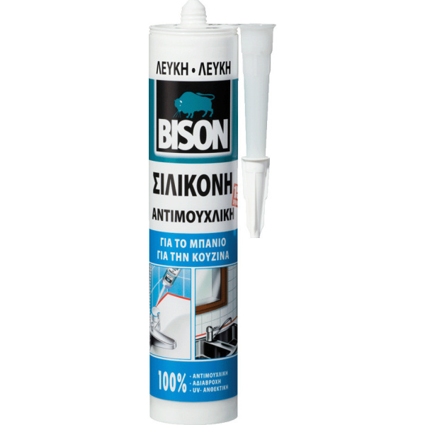 Bison Sanitary Ακρυλική Σιλικόνη Αντιμουχλική Ξύλου Λευκή 280ml