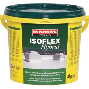 Isomat Isoflex Hybrid Ελαστομερές Ακρυλικό Επαλειφόμενο Στεγανωτικό Πολυουρεθάνης 4kg Λευκό
