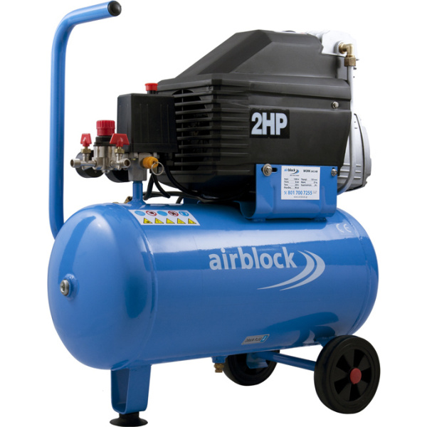 Airblock Κομπρεσέρ Αέρος με Ισχυ 2hp και Αεροφυλάκιο 24lt Μονομπλόκ WORK 242 060 095 0240